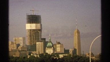 1970: the skyline of a commerce city as shown from above eye-level. MINNESOTA