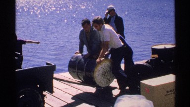 1972: three men hard at work. ISLE ROYALE MICHIGAN