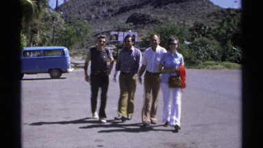 1975: Three Men and a Lady Engage in Friendly Chatter Guaymas Mexico