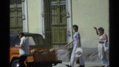 1975: a family members went out for an outdoor event the lady enjoying that