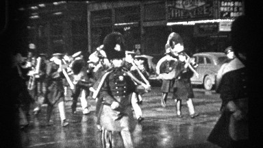 1937: Marching Band Marching in Unison with Instruments Cleveland Ohio