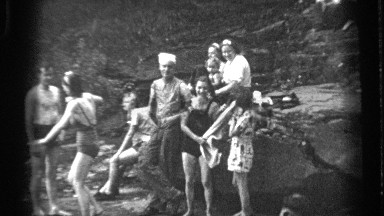 1938: some friends are family members are taking bath at the outdoor place may