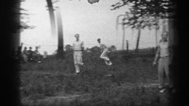 1937: black a white video of an amateur baseball game CLEVELAND OHIO