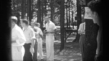 1937: people are enjoyed at a tourist place and talking with others to make fun