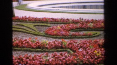 1957: A Blossoming Garden and Lawn in France