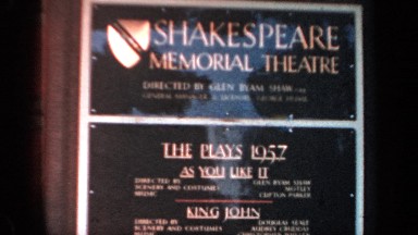1957: sign for shakespeare memorial theatre 1957 performances ENGLAND