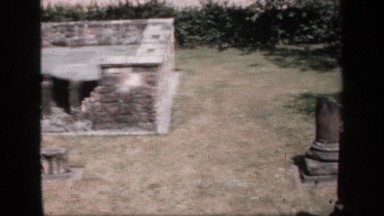 1957: flat ground has brick markers with indentations by partial platform