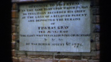 1957: wall plaque depicting burial details of the author, thomas grey with