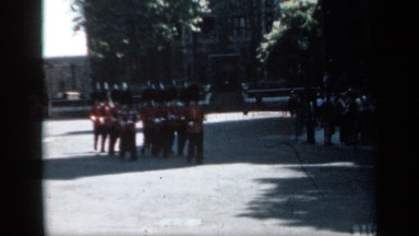 1957: british guards marching as people watch ENGLAND