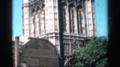 1957: identical building facades with additional towers and decorative stone carvings