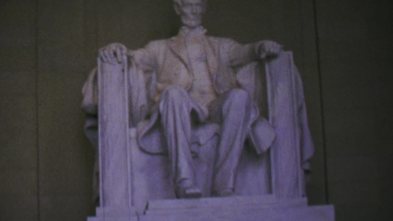 Close view of the seated Abraham Lincoln statue inside the memorial.