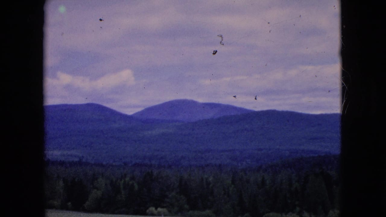 Blue-toned mountain ridges and forest seen across a wide rural landscape.