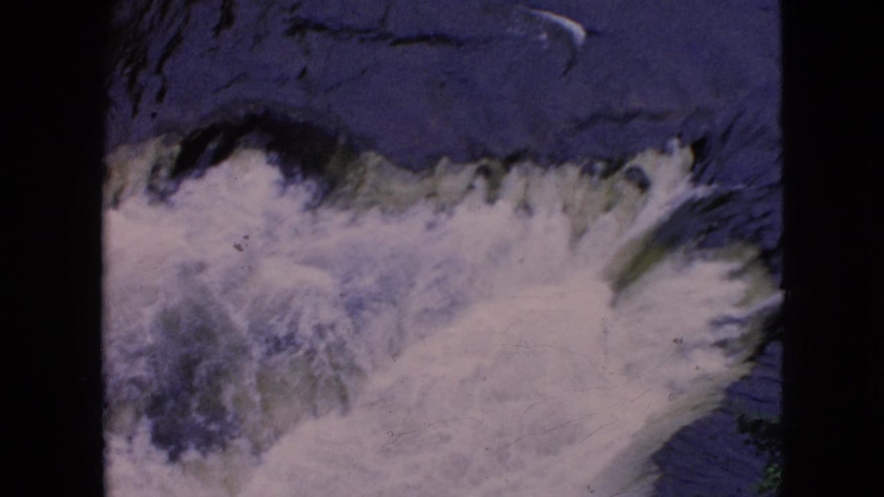 Foaming water surges across dark rock in a close view.