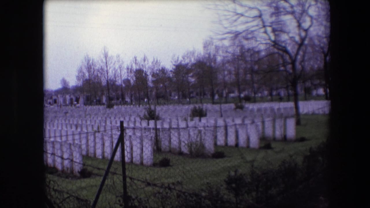 White headstones extend across a grassy cemetery beyond a wire fence.