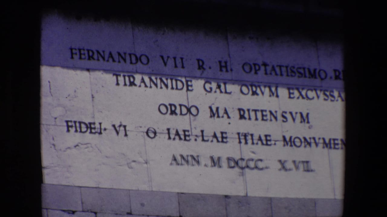 Close-up of a pale stone inscription with Fernando VII and Latin-style lettering.