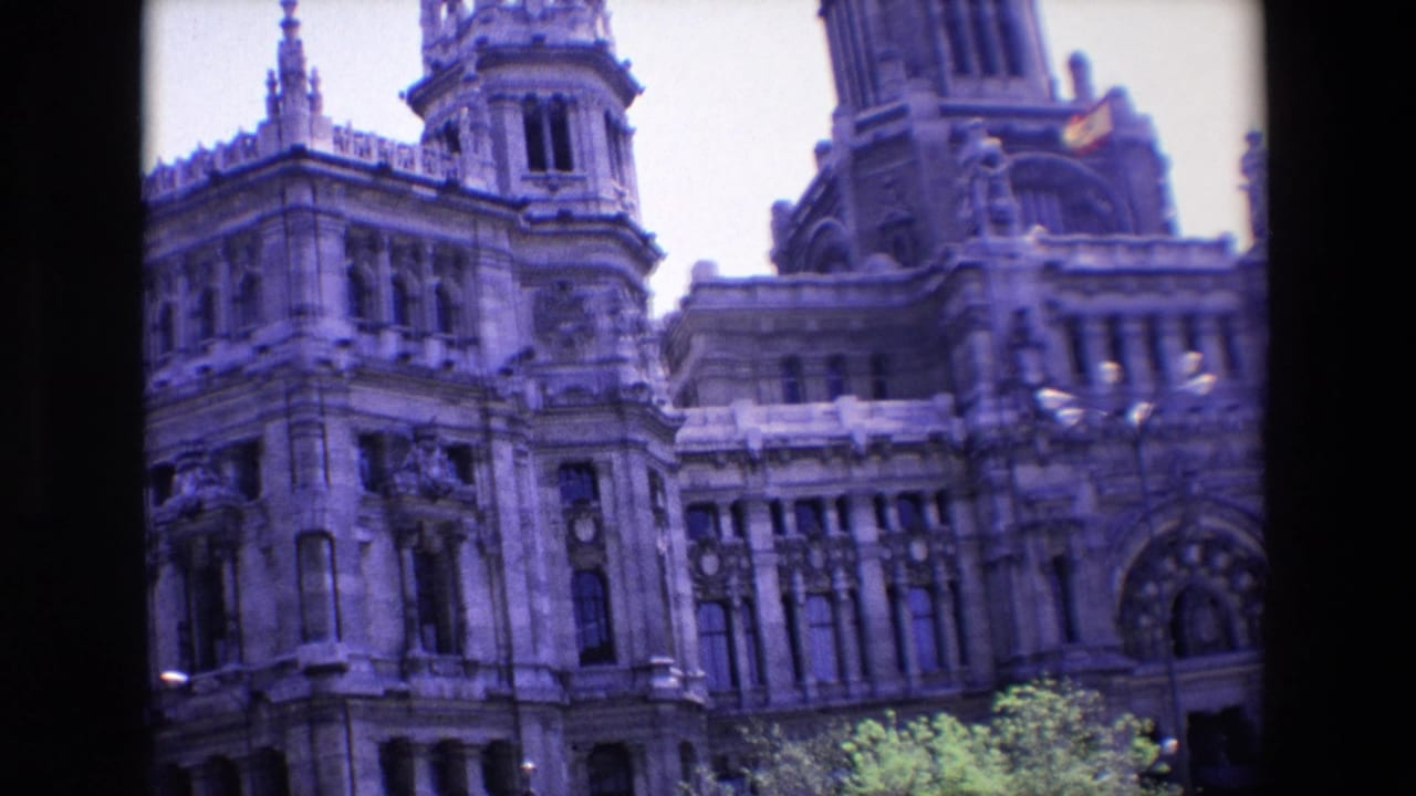 Ornate stone building facade with tower, windows, and trees at the base.