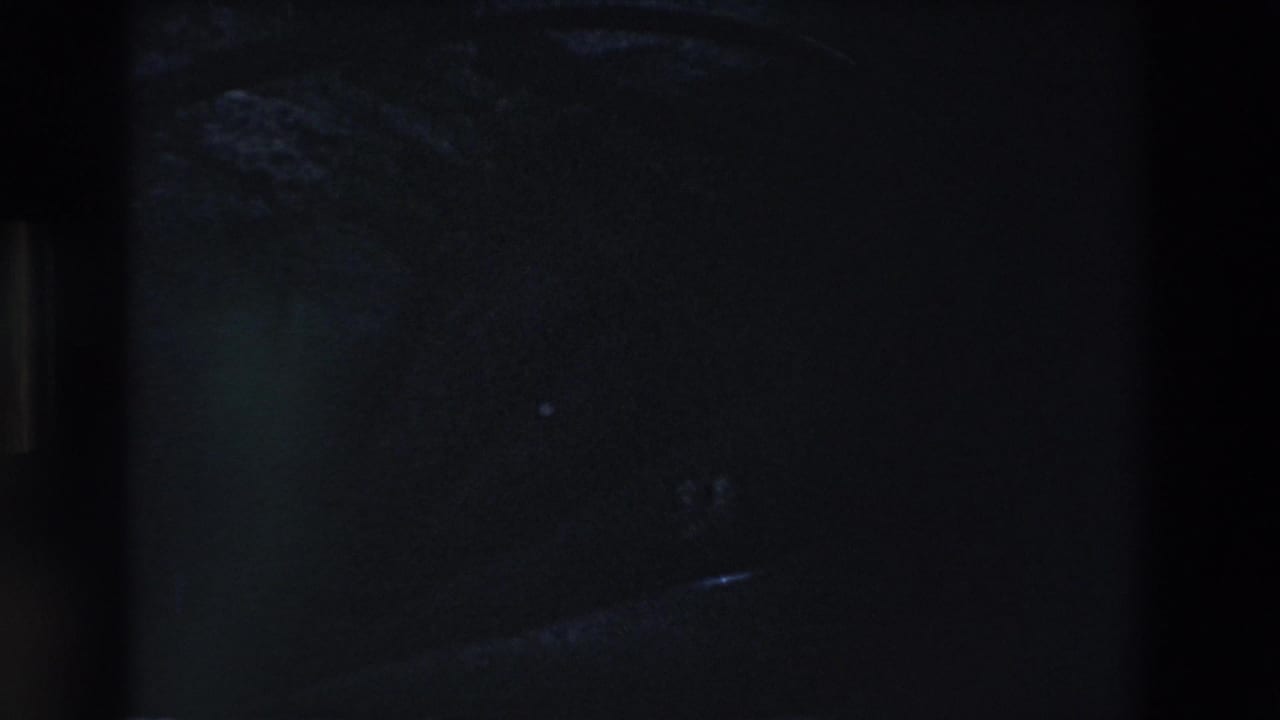 Very dark interior passage with faint stone edges.