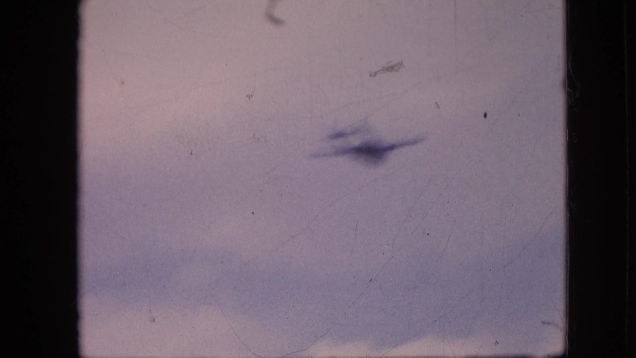 Distant aircraft silhouette against a pale cloudy sky.