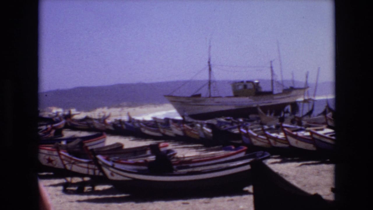 Rows of small boats and a larger fishing vessel resting on a beach near the sea.