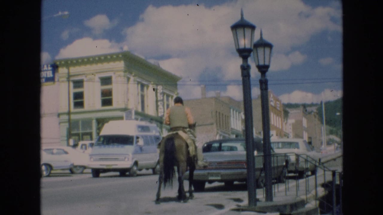 Horseback rider continues along the street near a white van and parked cars.