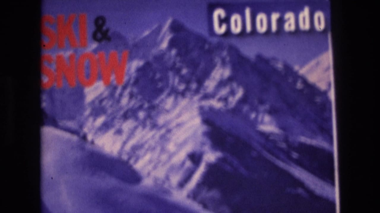 Repeated mountain promotion frame with SKI & SNOW text, Colorado lettering, and dark film edge.