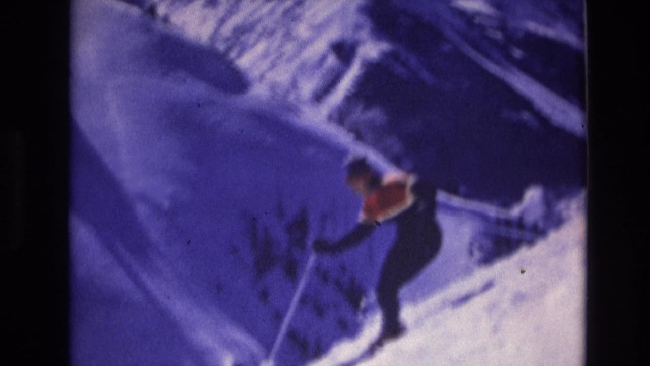 Skier plants poles while moving across a snow-covered mountain slope.