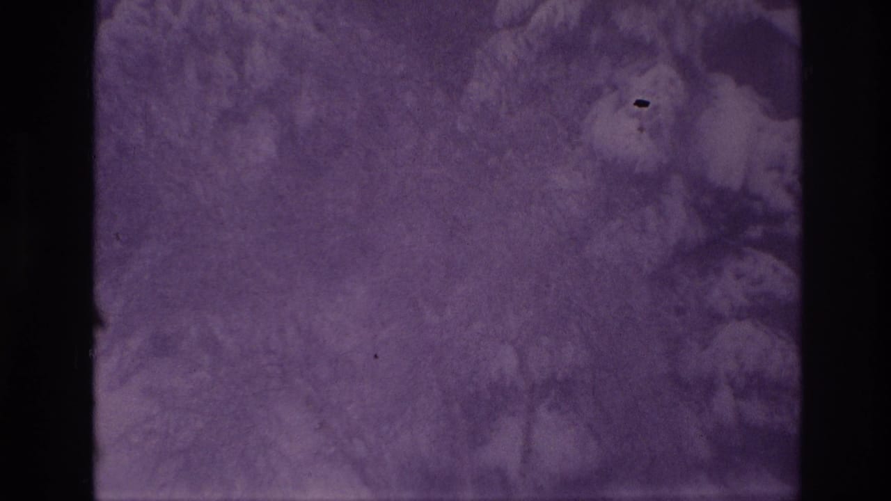 Purple-tinted film frame with cloudy texture and dark vertical border.