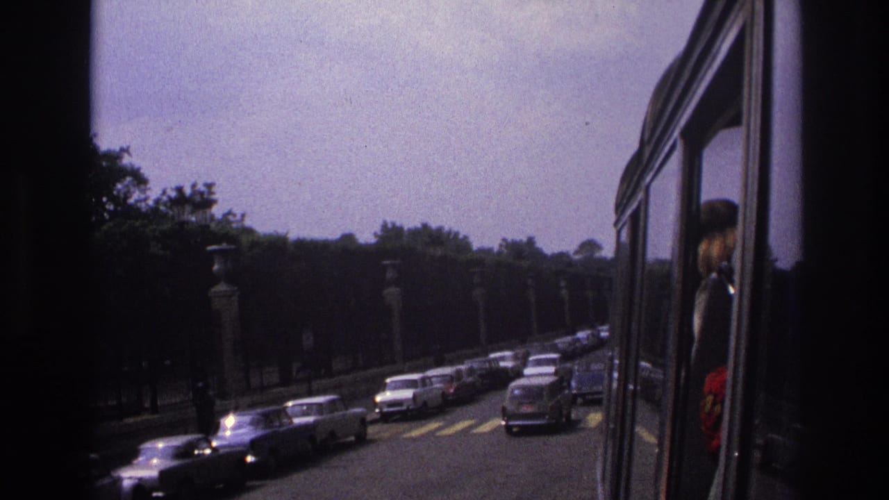 Cars approach on a boulevard while a passenger is visible near the vehicle window.