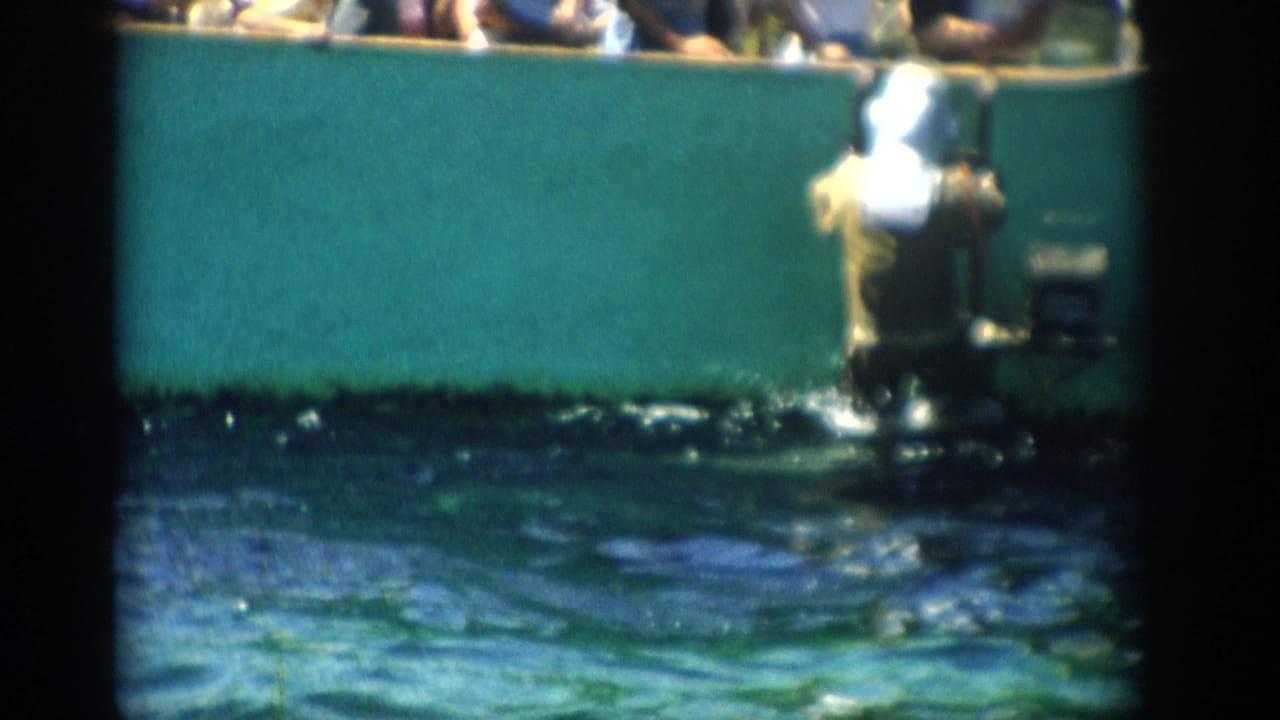 Man in a light shirt climbs down a ladder into a green-walled pool.