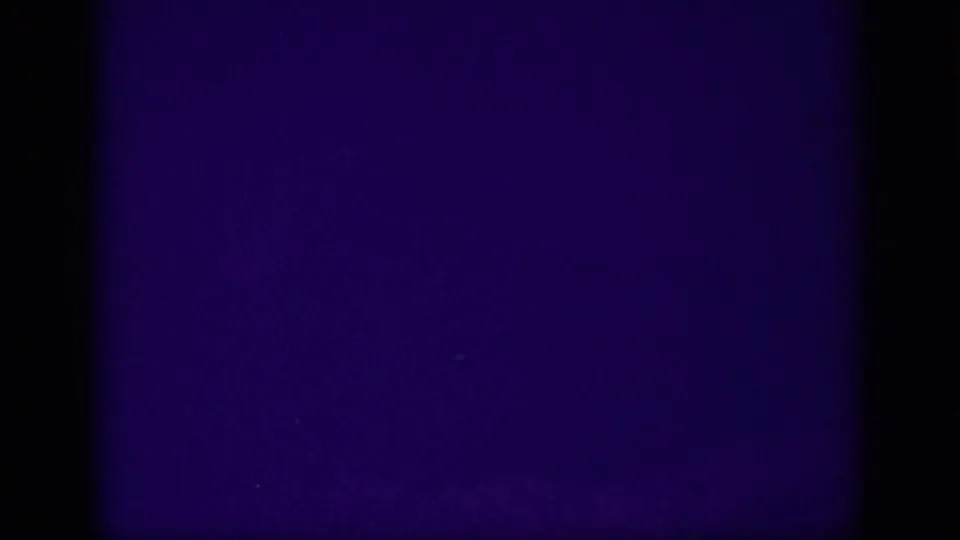 Lead-in frame from an 8mm home movie, ca. 1963, Memphis, Tennessee; subject fully obscured by extreme underexposure and purple film cast.