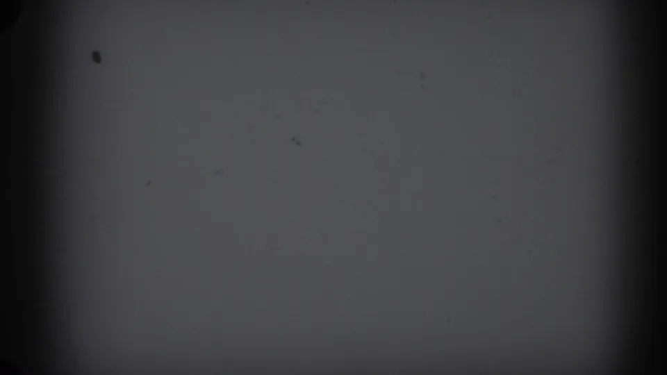 Opening frame from 1965 8mm stage footage showing a blank overexposed area and black field — likely a camera-start or pan-in transition before the performer appears.
