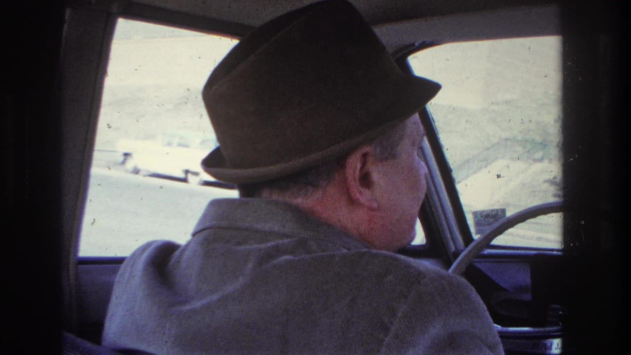 Man in a fedora seen from the back seat while driving a car.