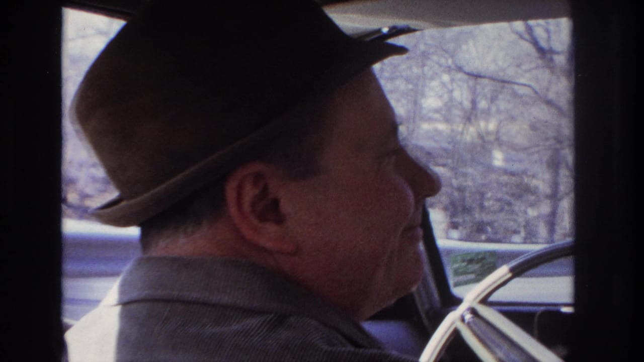 Final frame shows the 1966 Hoboken-area driver from the passenger side, with his hat, profile, steering wheel, and passing trees visible.