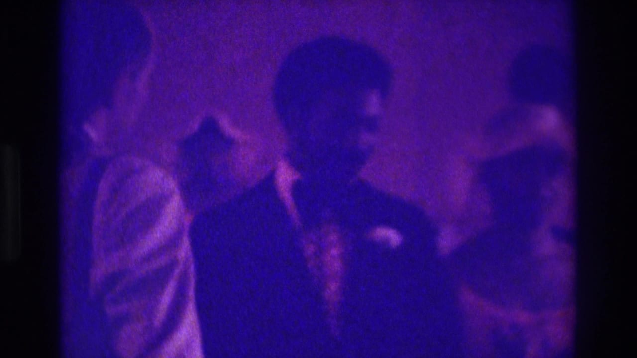 Man in a dark suit stands near a woman in a light dress among other guests.