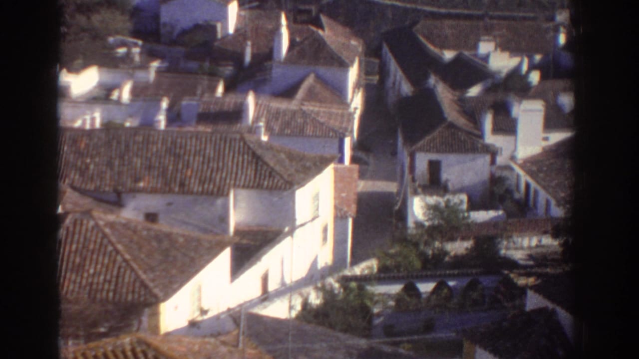 White town buildings with terracotta roofs seen from an elevated lookout.