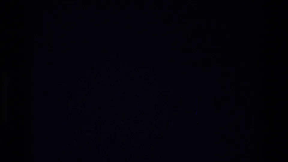 Dim 8mm frame from the indoor Harlem sequence, with most of the image falling into darkness between visible moments.