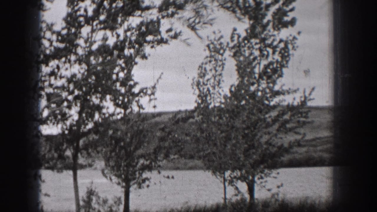 Washington 1938 lakeside frame with trees in the foreground, water beyond, a wooded shore, and small boat shapes in the distance.