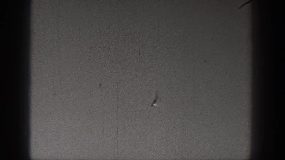 1938 Washington 8mm frame with sparse sky or ground tone and a small dark object near the lower portion.
