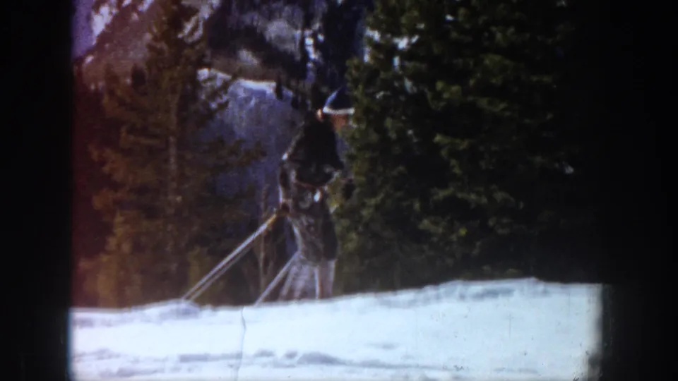 The shot shifts to a snowy Aspen edge with evergreen trees, hillside textures, and 8mm exposure variation.
