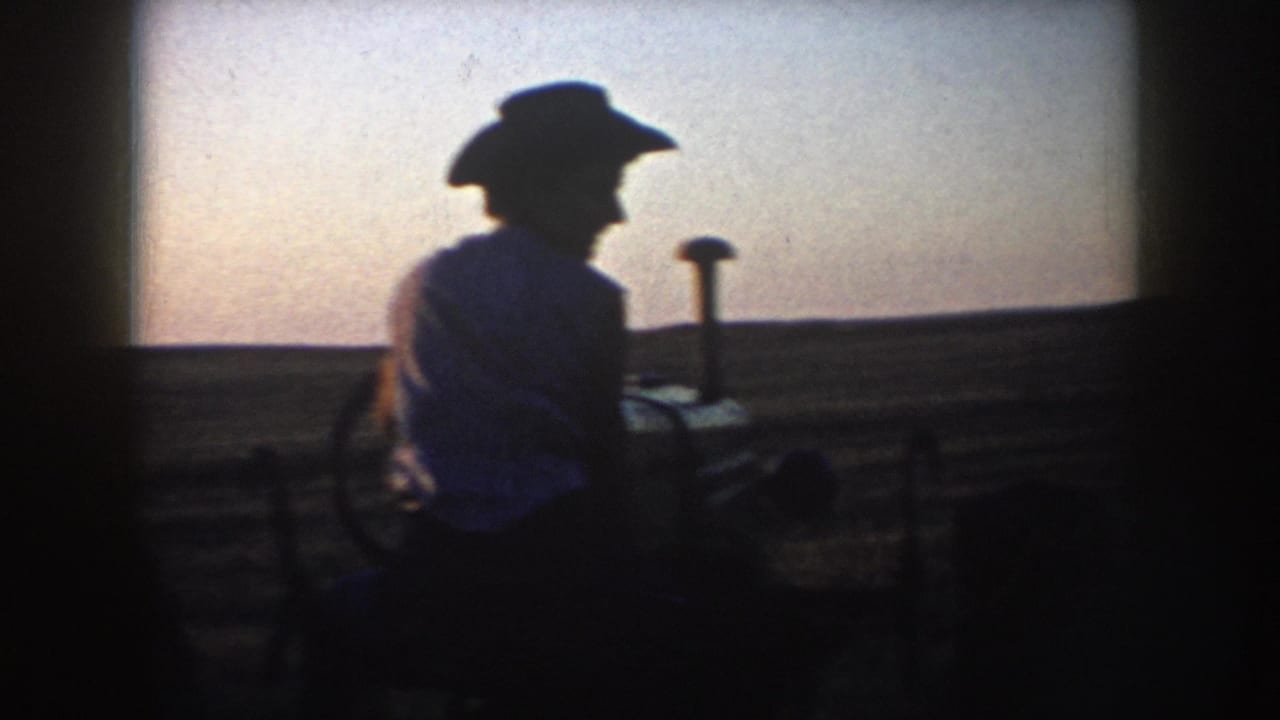 The final frame shows a silhouetted man in a cowboy hat on a tractor in rural South Dakota, with grain and low-light 8mm exposure.