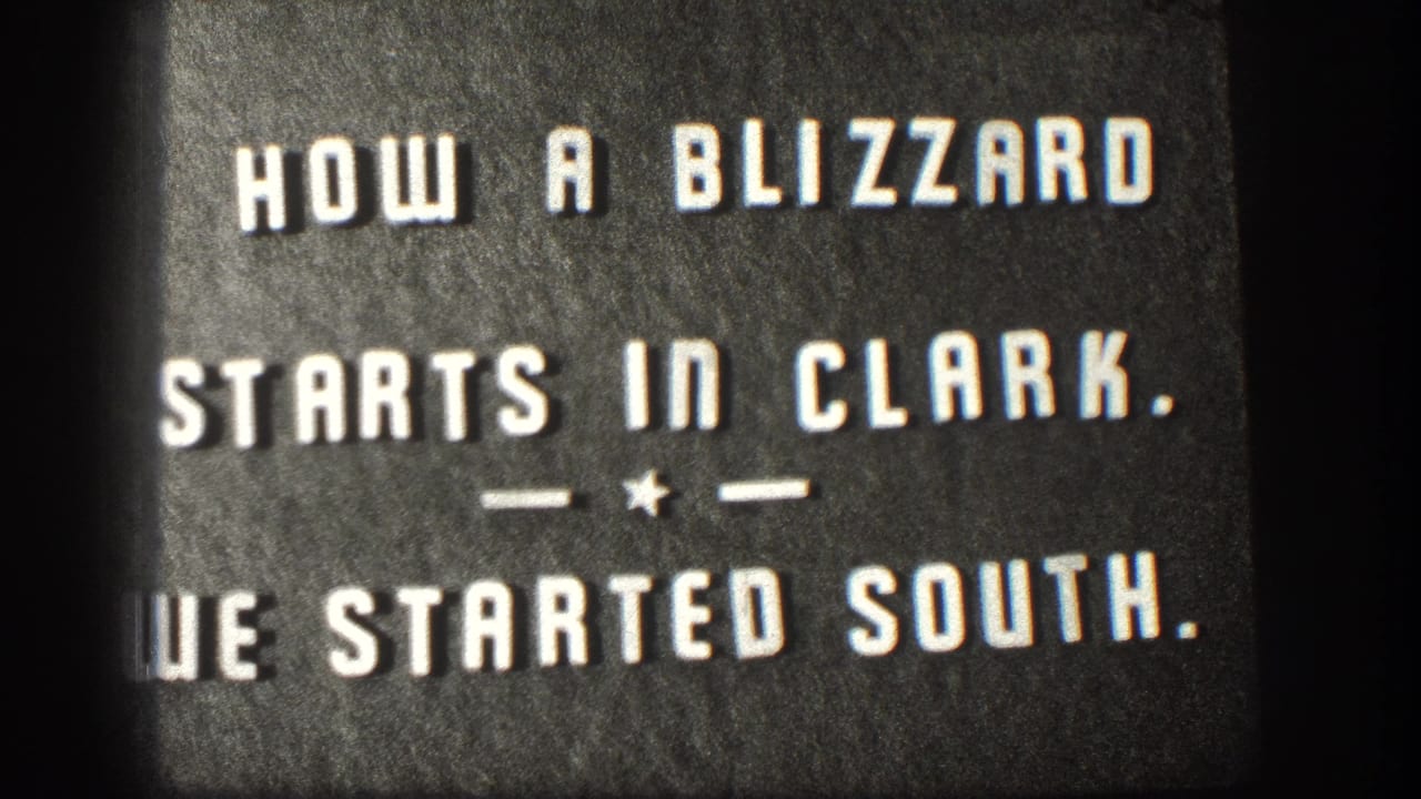 Same title card — 'HOW A BLIZZARD STARTS IN CLARK. — * — WE STARTED SOUTH.' — held on screen, nearly identical to the opening frame.