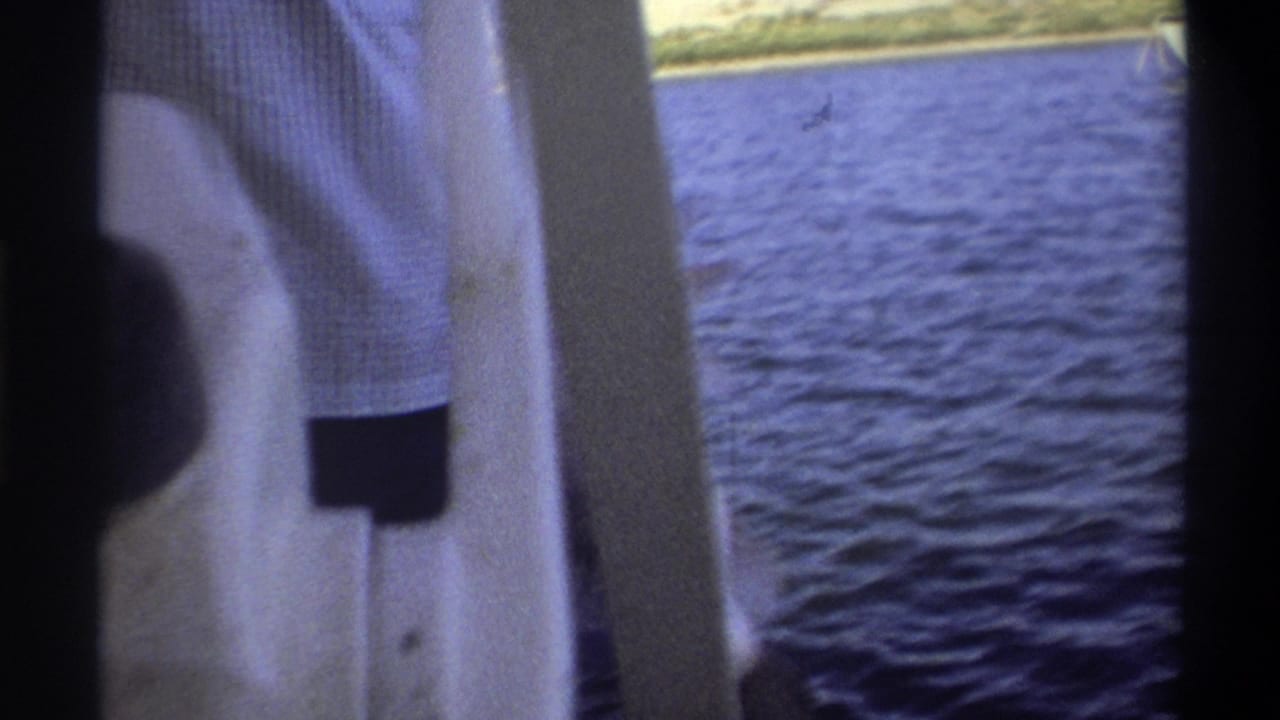 Large fish held close to the boat railing with water behind it.