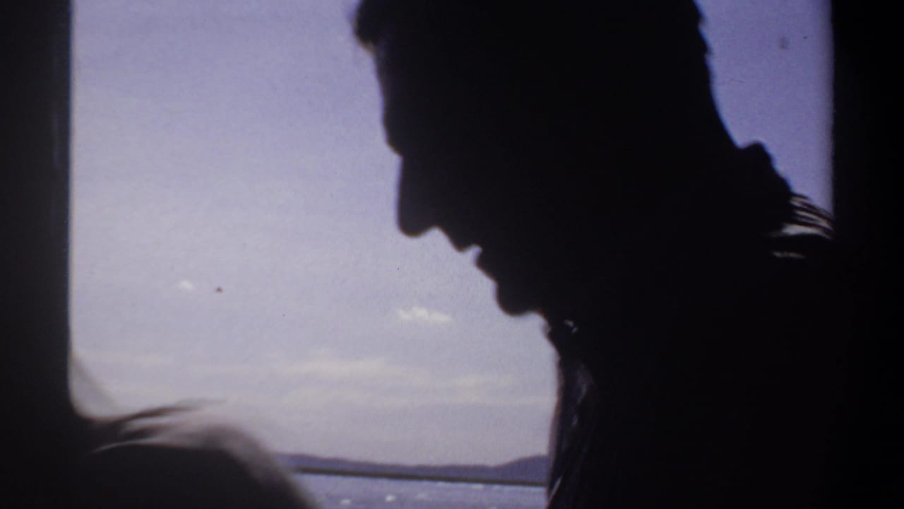 A dark side profile is framed against bright water and sky.