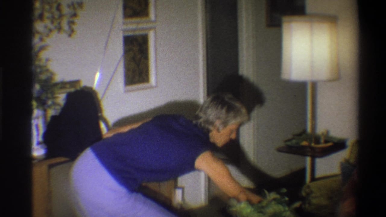 In a 1973 Troy home interior, a woman in a blue sleeveless top tends houseplants near a floor lamp and framed wall art.
