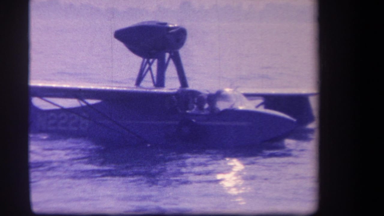 Amphibious aircraft floating on water with a raised propeller pod above the wing.