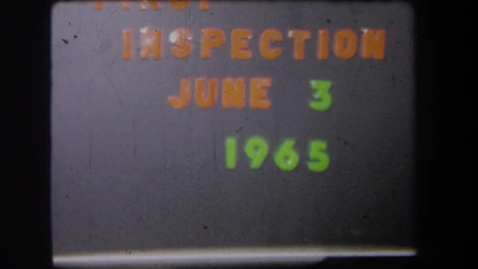 The inspection title card reads Inspection June 3 1965 in orange and green lettering on a gray background.