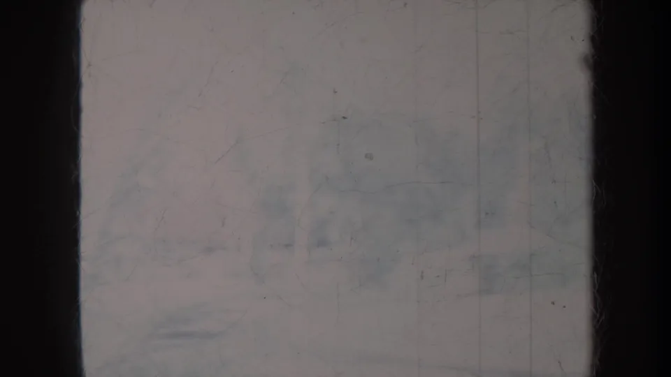 Faded 1967 Honolulu 8mm view with a dark vertical band and indistinct palm or fern foliage softened by age and exposure.