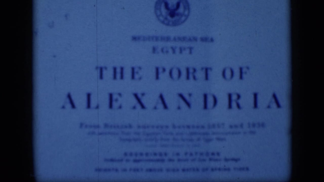 Blue title card reading The Port of Alexandria with smaller printed text below.