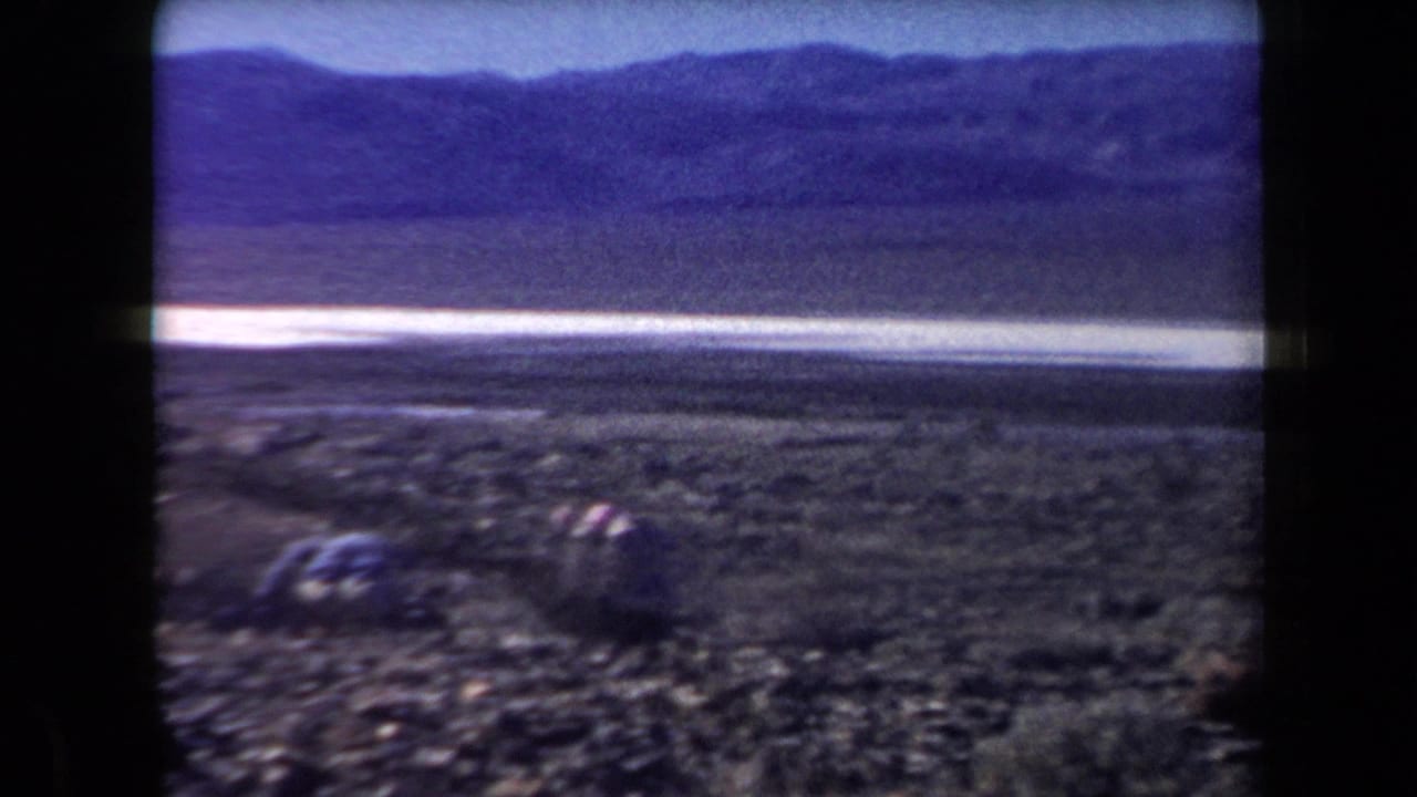 Arizona desert landscape with scattered rocks, low scrub, a bright flat stretch, and mountains across the horizon.