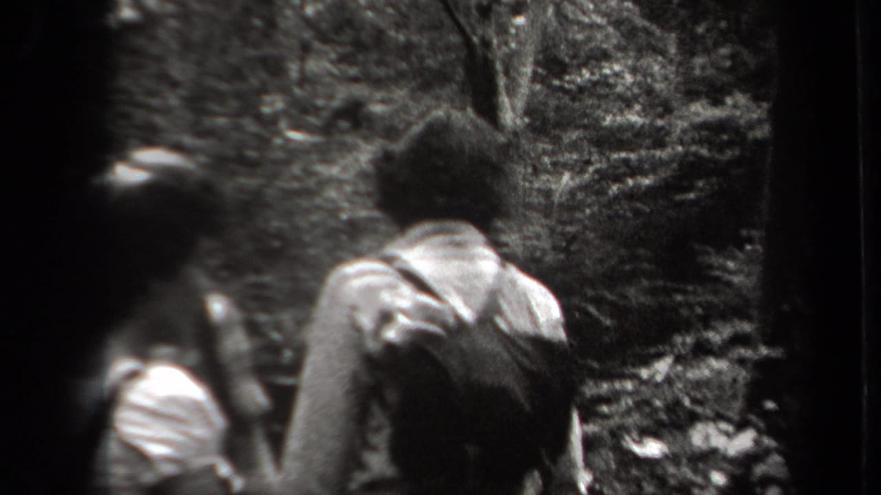 Two people seen from behind walking through a wooded area, one carrying a backpack.